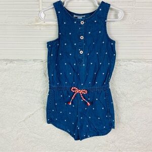 Carter's Blue cotton Star Print Romper with Red Tie size 3T